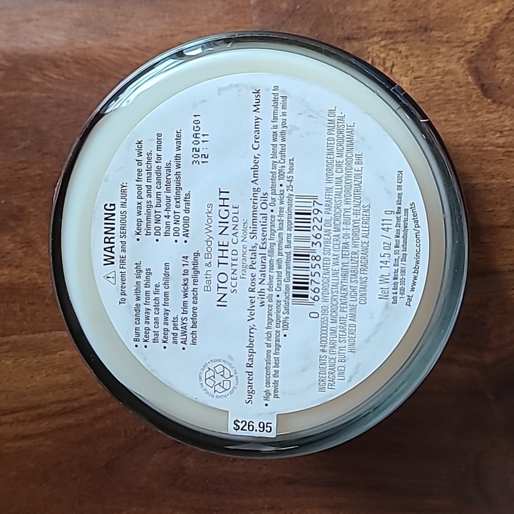 ๐ฅ2/$34๐ฅ INTO THE NIGHT 3 Wick Candle Bath & Body Works - Picture 5 of 5